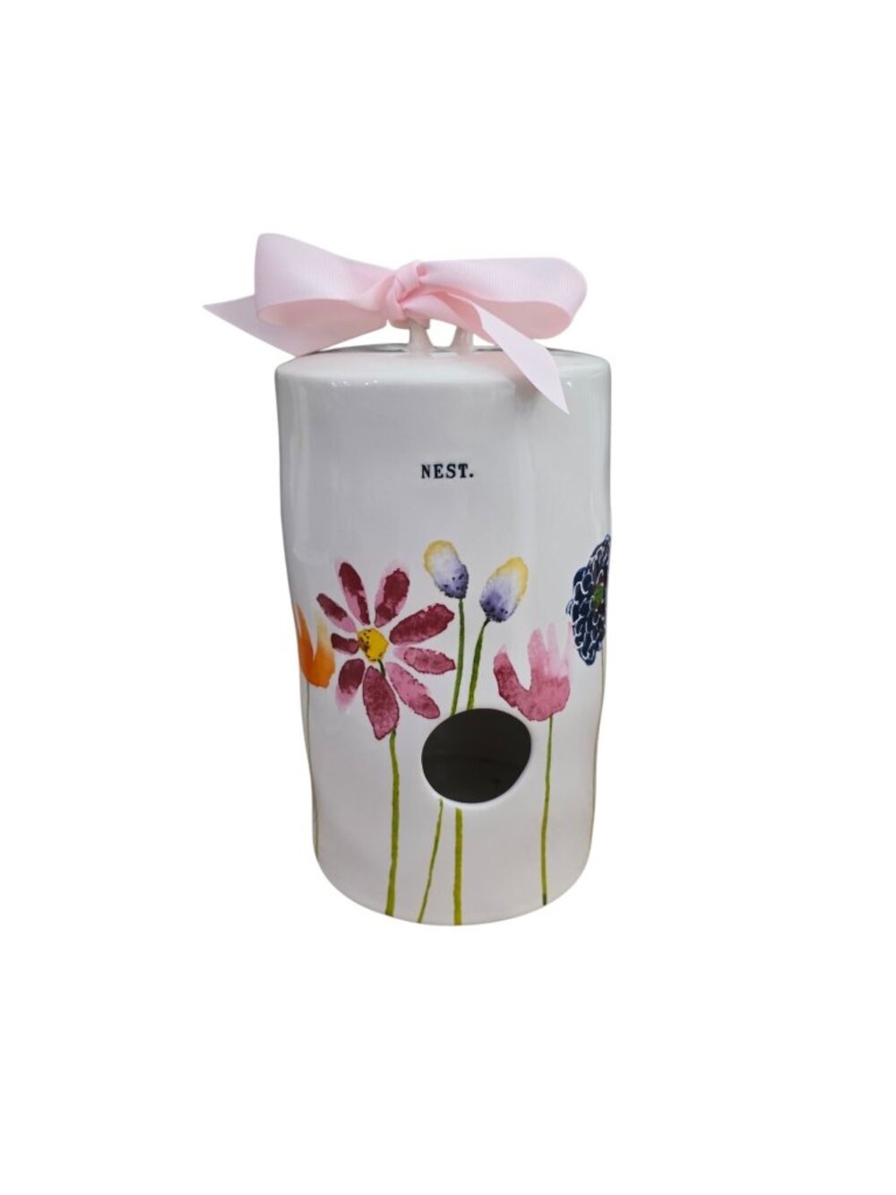 Rae Dunn 2019 Watercolor Flowers Nest Cylinder Bird House New